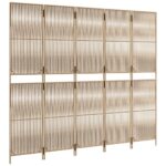 vidaXL Paraván 5 panelov béžový polyratan – Obrázok 4