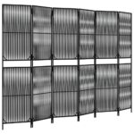 vidaXL Paraván 6 panelov čierny polyratan – Obrázok 2