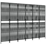 vidaXL Paraván 6 panelov čierny polyratan – Obrázok 4