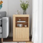 vidaXL Bočná skrinka s LED svetlami dub sonoma kompozitné drevo – Obrázok 4
