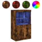 vidaXL Komoda s LED svetlami dymový dub 60,5x37x100 cm – Obrázok 2