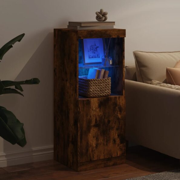 vidaXL Komoda s LED svetlami dymový dub 41x37x100 cm – Obrázok 3