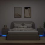 vidaXL Nočné stolíky s LED svetlami 2 ks sivá sonoma kompozitné drevo