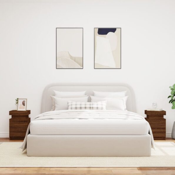 vidaXL Nočné stolíky s LED svetlami 2 ks hnedý dub 35x39x55 cm – Obrázok 3