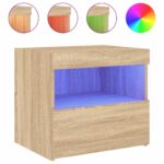 vidaXL Nočné stolíky s LED svetlami 2 ks dub sonoma 50x40x45 cm – Obrázok 6