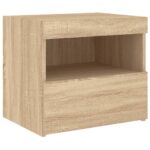 vidaXL Nočné stolíky s LED svetlami 2 ks dub sonoma 50x40x45 cm – Obrázok 7