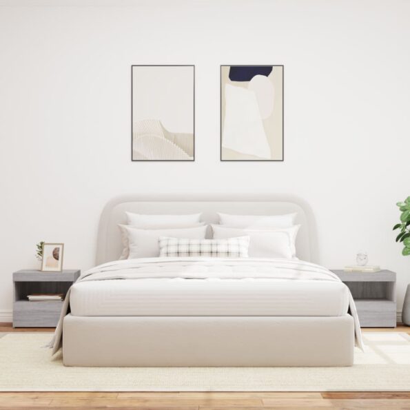 vidaXL Nočné stolíky s LED svetlami 2 ks sivý dub sonoma 50x40x45 cm – Obrázok 3