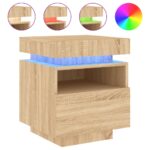 vidaXL Nočné stolíky s LED svetlami 2 ks dub sonoma 40x39x48,5 cm – Obrázok 5