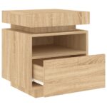 vidaXL Nočné stolíky s LED svetlami 2 ks dub sonoma 40x39x48,5 cm – Obrázok 7