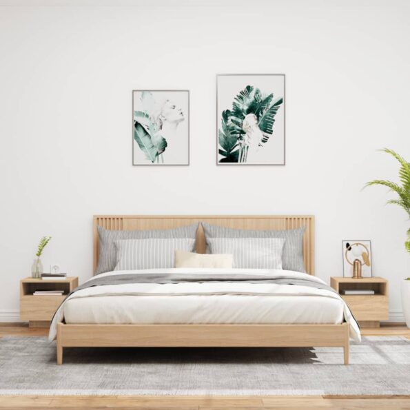 vidaXL Nočné stolíky s LED svetlami 2 ks dub sonoma 40x39x37 cm – Obrázok 3