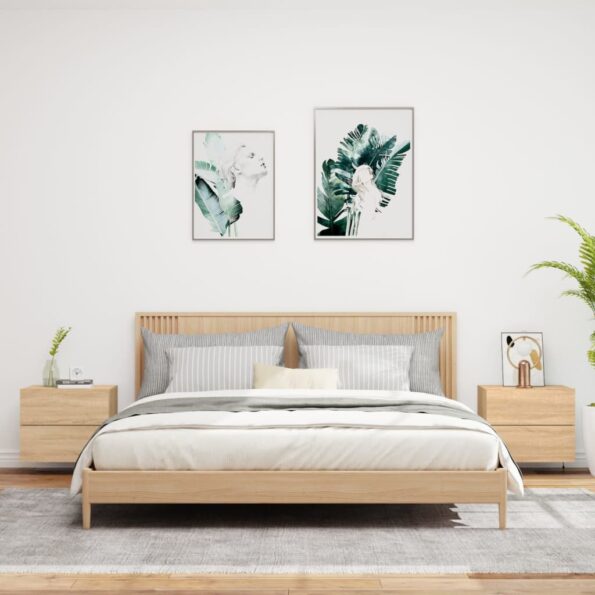 vidaXL Nástenné nočné skrinky s LED osvetlením 2 ks dub sonoma – Obrázok 3