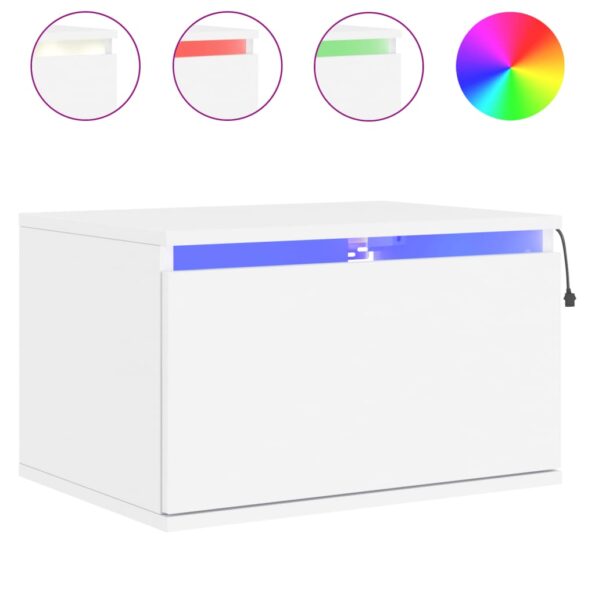 vidaXL Nástenné nočné skrinky s LED osvetlením 2 ks biele – Obrázok 5