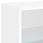 vidaXL Nočný stolík s LED svetlami nástenný biely – Obrázok 10