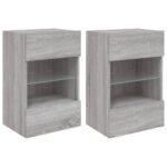 vidaXL TV nástenné skrinky s LED svetlami 2ks sivé sonoma 40x30x60,5cm – Obrázok 2