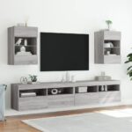 vidaXL TV nástenné skrinky s LED svetlami 2ks sivé sonoma 40x30x60,5cm – Obrázok 4
