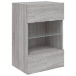 vidaXL TV nástenné skrinky s LED svetlami 2ks sivé sonoma 40x30x60,5cm – Obrázok 7