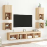 vidaXL Nočný stolík s LED svetlami nástenný dub sonoma – Obrázok 4