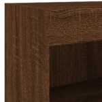 vidaXL Nočné stolíky s LED svetlami nástenné 2 ks hnedý dub – Obrázok 12