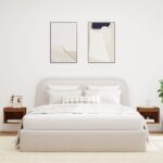 vidaXL Nočné stolíky s LED svetlami nástenné 2 ks hnedý dub – Obrázok 4