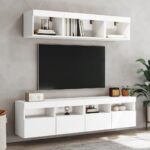 vidaXL TV nástenná skrinka s LED svetlami biela 80x30x40 cm – Obrázok 6