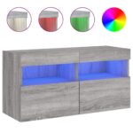 vidaXL TV nástenná skrinka s LED svetlami sivá sonoma 80x30x40 cm – Obrázok 2