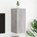 vidaXL TV nástenná skrinka s LED svetlami sivá sonoma 30,5x35x70 cm