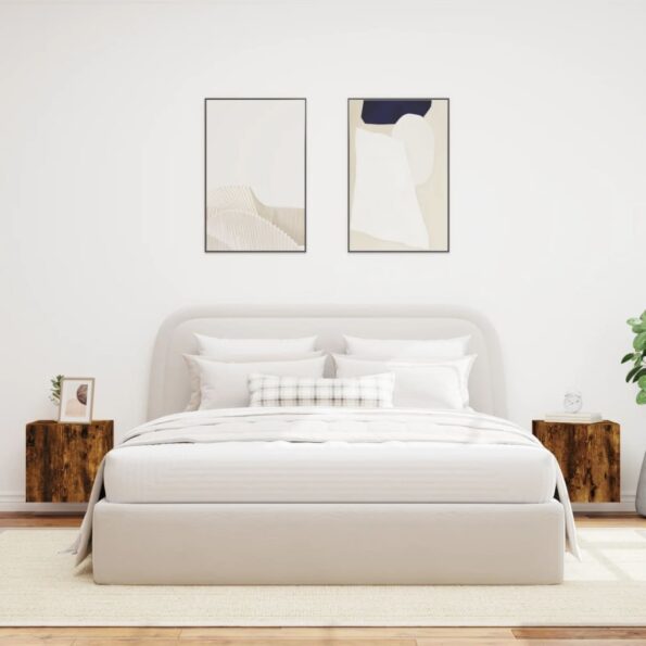 vidaXL TV nástenné skrinky s LED svetlami 2 ks dymový dub 40,5x35x40cm – Obrázok 4