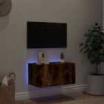 vidaXL TV nástenná skrinka s LED svetlami dymový dub 60x35x31 cm – Obrázok 3