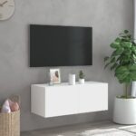 vidaXL TV nástenná skrinka s LED svetlami biela 80x35x31 cm – Obrázok 4