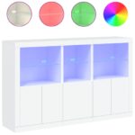 vidaXL Komoda s LED svetlami biela 162x37x100 cm – Obrázok 2
