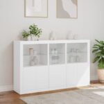vidaXL Komoda s LED svetlami biela 162x37x100 cm – Obrázok 4