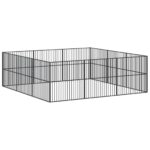 vidaXL Ohrádka pre psov 12 panelov čierna pozinkovaná oceľ – Obrázok 2