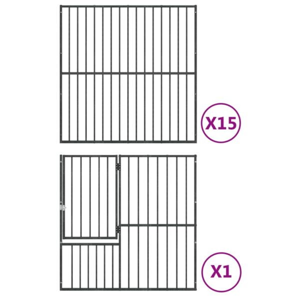 VXL8721012264182_g_en_hd_6.jpg vidaXL Ohrádka pre psov 16 panelov čierna pozinkovaná oceľ – Obrázok 8