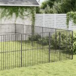 vidaXL Ohrádka pre psov 20 panelov čierna pozinkovaná oceľ – Obrázok 3