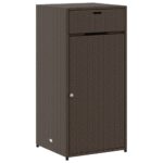 vidaXL Záhradná úložná skriňa hnedá 55x55x111 cm polyratan – Obrázok 2