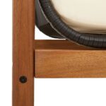 vidaXL Záhradná lavica s podložkou, čierna, polyratan, akácia – Obrázok 8