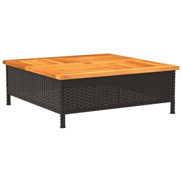 vidaXL Kryt na podstavec slnečníka čierny 70x70x25 cm polyratan akácia – Obrázok 6