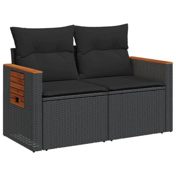 VXL8721012333635_g_en_hd_2.jpg vidaXL Záhradná pohovka s vankúšmi 2-miestna čierna polyrattan – Obrázok 4