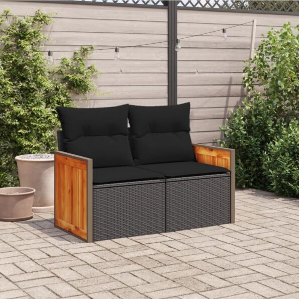VXL8721012333642_g_en_hd_1.jpg vidaXL Záhradná pohovka s vankúšmi 2-miestna čierna polyrattan – Obrázok 3