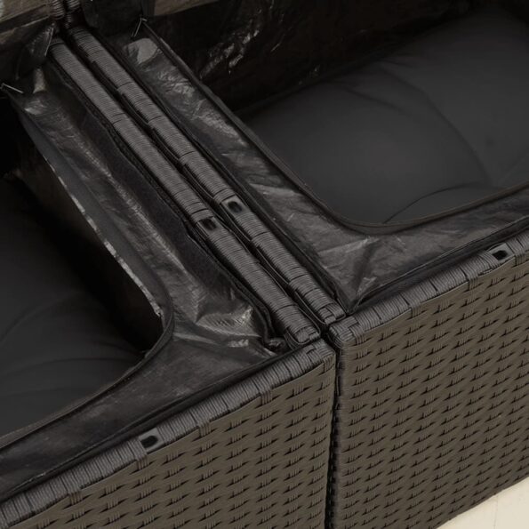 VXL8721012333765_g_en_hd_7.jpg vidaXL Záhradná pohovka s vankúšmi 2-miestna čierna polyrattan – Obrázok 9