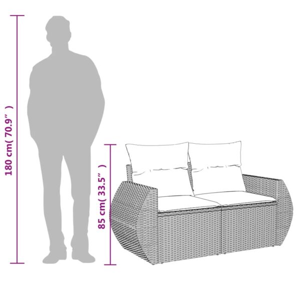 VXL8721012333765_g_en_hd_8.jpg vidaXL Záhradná pohovka s vankúšmi 2-miestna čierna polyrattan – Obrázok 10