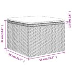 vidaXL Záhradná taburetka s vankúšom čierna 55x55x37 cm polyratan – Obrázok 10