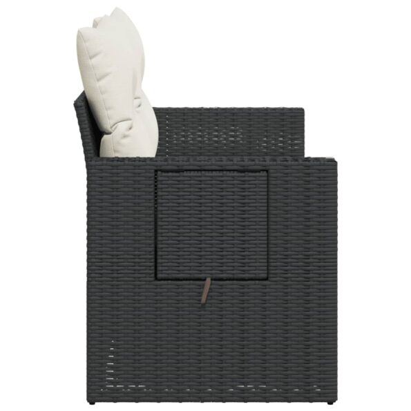 vidaXL Záhradná pohovka s vankúšmi 2-miestna čierna polyrattan – Obrázok 6