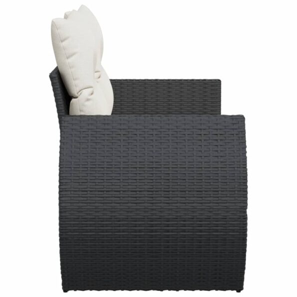 vidaXL Záhradná pohovka s vankúšmi 2-miestna čierna polyrattan – Obrázok 5