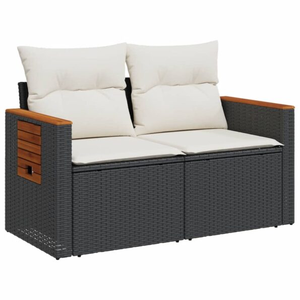 VXL8721012334069_g_en_hd_2.jpg vidaXL Záhradná pohovka s vankúšmi 2-miestna čierna polyrattan – Obrázok 4