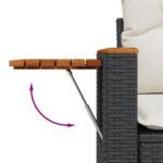 vidaXL Záhradná pohovka s vankúšmi 2-miestna čierna polyrattan – Obrázok 9