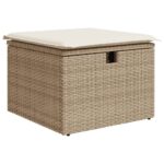 vidaXL Záhradná taburetka s vankúšom béžová 55x55x37 cm polyratan – Obrázok 2