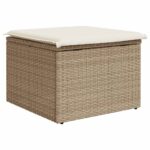 vidaXL Záhradná taburetka s vankúšom béžová 55x55x37 cm polyratan – Obrázok 6