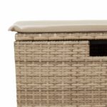 vidaXL Záhradná taburetka s vankúšom béžová 55x55x37 cm polyratan – Obrázok 7