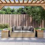 vidaXL Záhradné príručné stolíky 2ks béžové 55x34x37cm polyratan masív – Obrázok 3